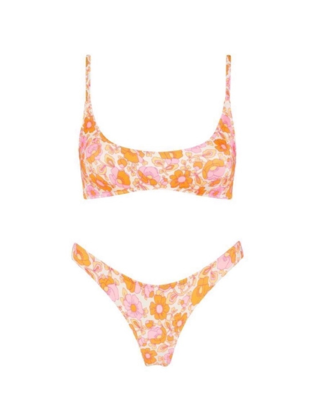 triangl swimwear Pink and Orange Floral Bikini Set